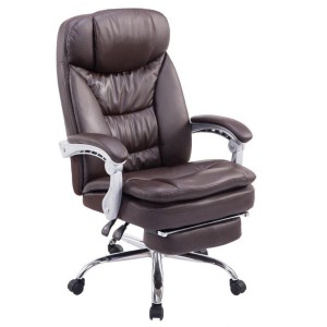 Sillón de Oficina AUSTIN PIEL, reclinable en varias posiciones y con reposapiés extensible en piel sintética color negro