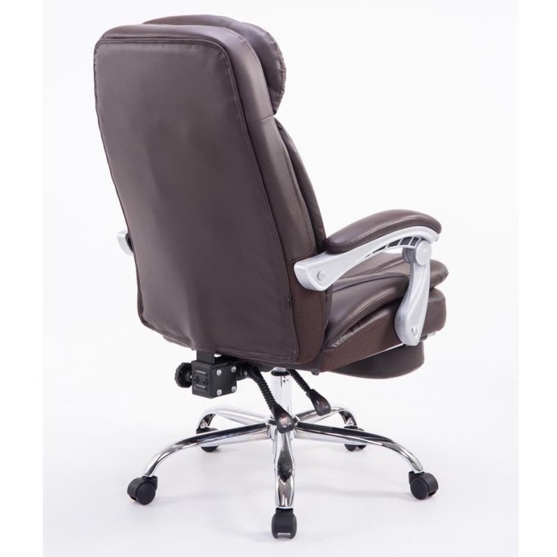 Sillón de Oficina AUSTIN PIEL, reclinable en varias posiciones y con reposapiés extensible en piel sintética color negro