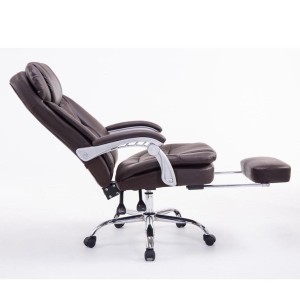 Sillón de Oficina AUSTIN PIEL, reclinable en varias posiciones y con reposapiés extensible en piel sintética color negro