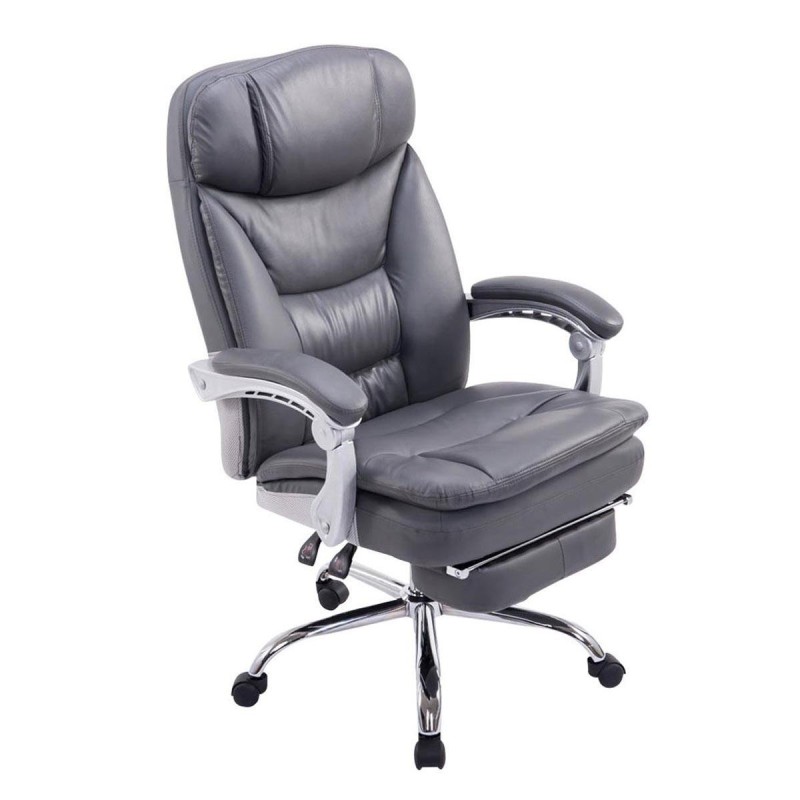 Sillón de Oficina AUSTIN PIEL, reclinable en varias posiciones y con reposapiés extensible en piel sintética color negro