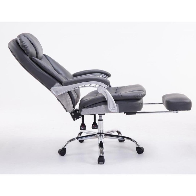 Sillón de Oficina AUSTIN PIEL, reclinable en varias posiciones y con reposapiés extensible en piel sintética color negro