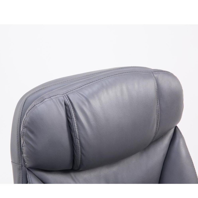 Sillón de Oficina AUSTIN PIEL, reclinable en varias posiciones y con reposapiés extensible en piel sintética color negro