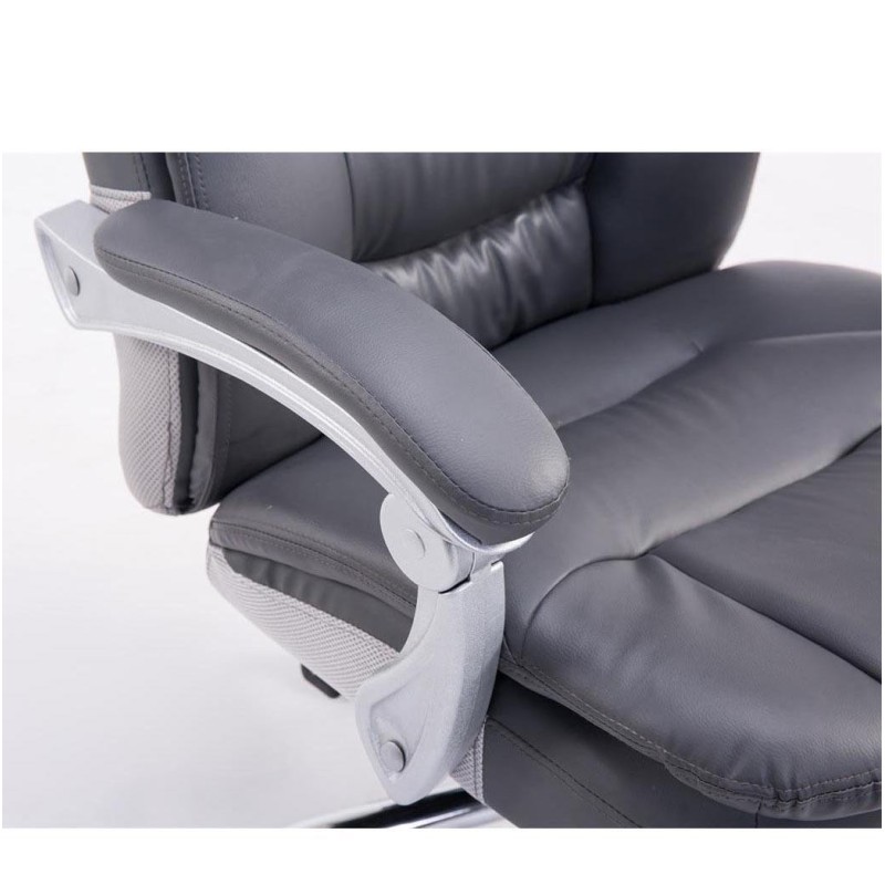 Sillón de Oficina AUSTIN PIEL, reclinable en varias posiciones y con reposapiés extensible en piel sintética color negro