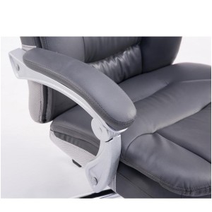Sillón de Oficina AUSTIN PIEL, reclinable en varias posiciones y con reposapiés extensible en piel sintética color negro