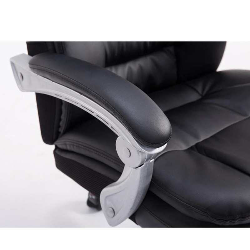 Sillón de Oficina AUSTIN PIEL, reclinable en varias posiciones y con reposapiés extensible en piel sintética color negro