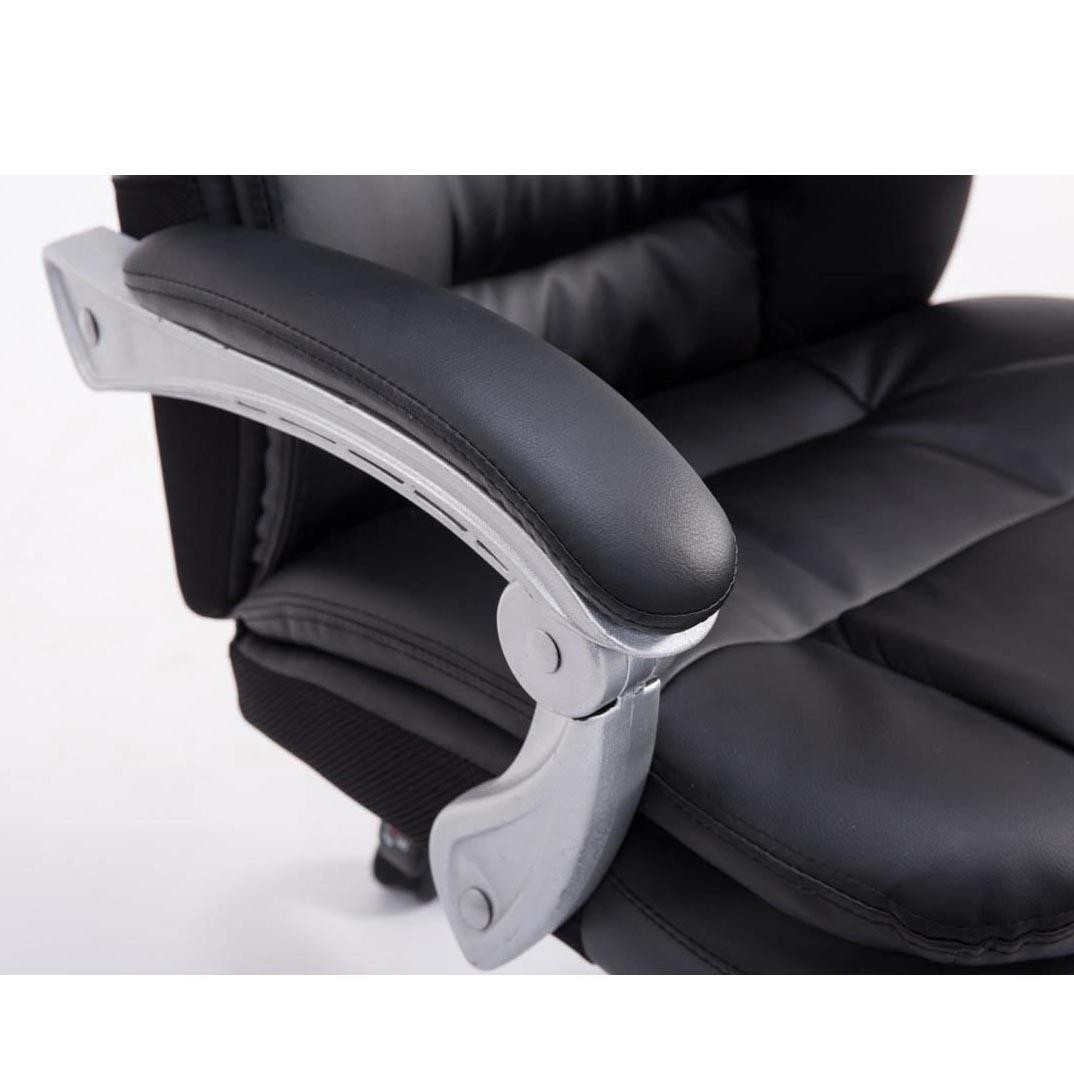 Sillón de Oficina AUSTIN PIEL, Reclinable, Reposapiés Extensible, en color Negro