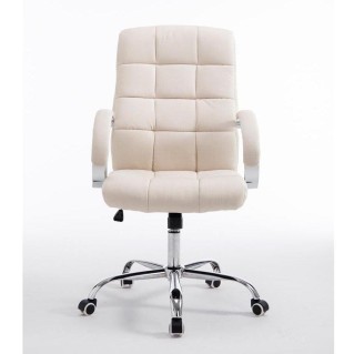 Sillón de oficina LISBOA TELA, estructura metálica, en color Crema 2