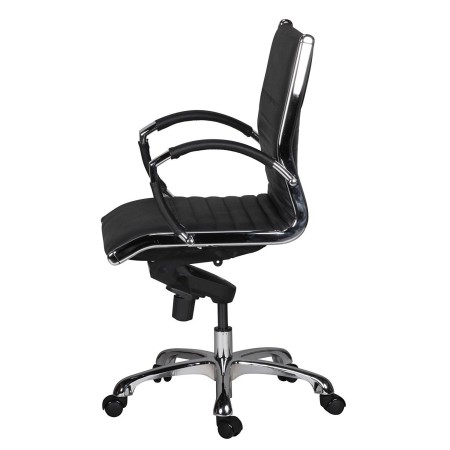 Silla de oficina BAVIERA 10, estructura cromada, cuero negro