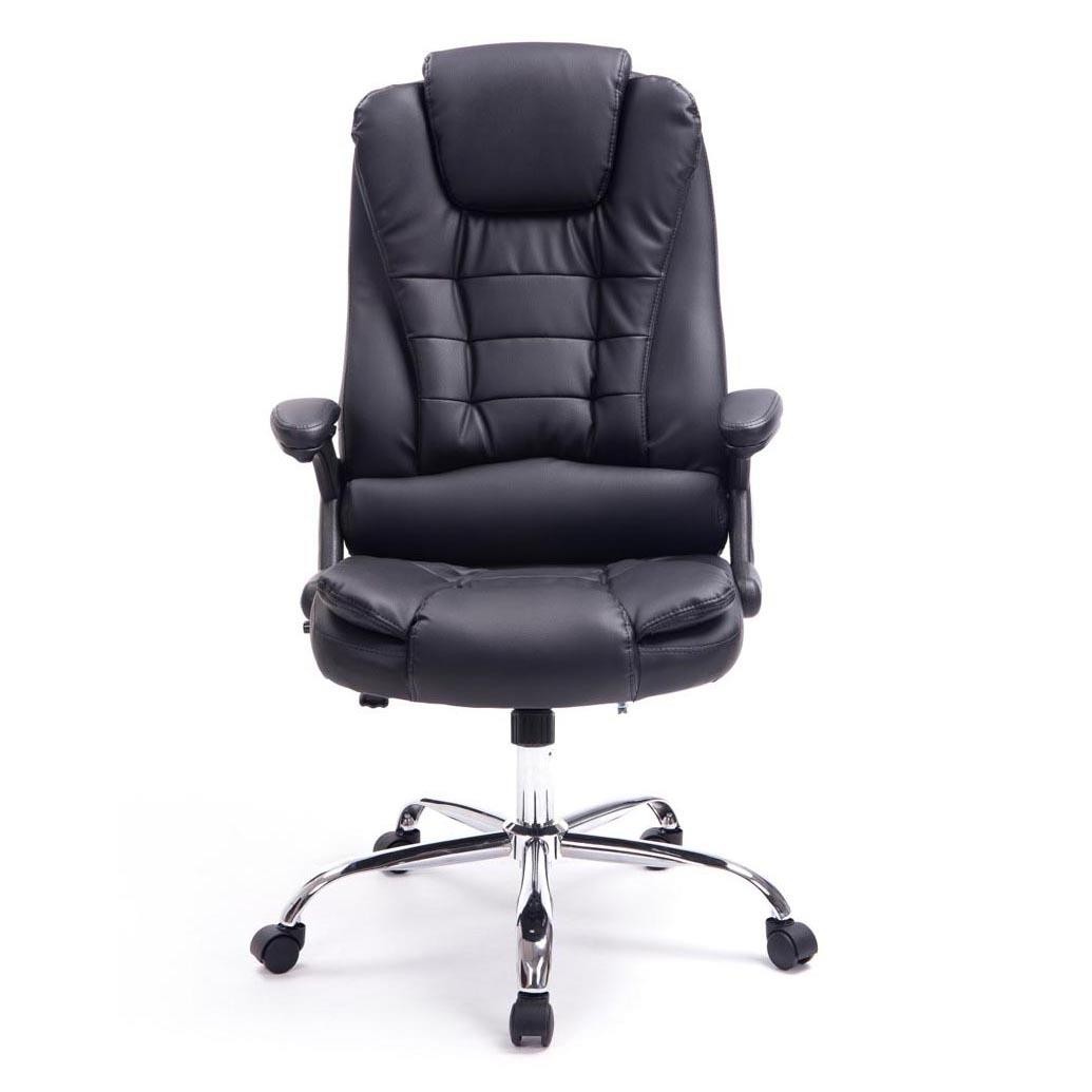 Sillón de Oficina SAN ANTONIO, Gran Acolchado, Resistente hasta 150 kg, en Piel Negro