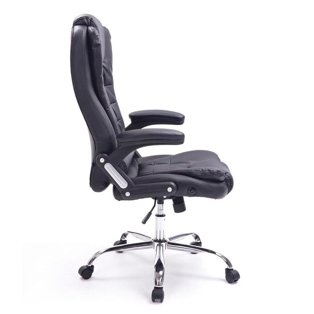 Sillón de Oficina SAN ANTONIO, Gran Acolchado, Resistente hasta 150 kg, en Piel Negro