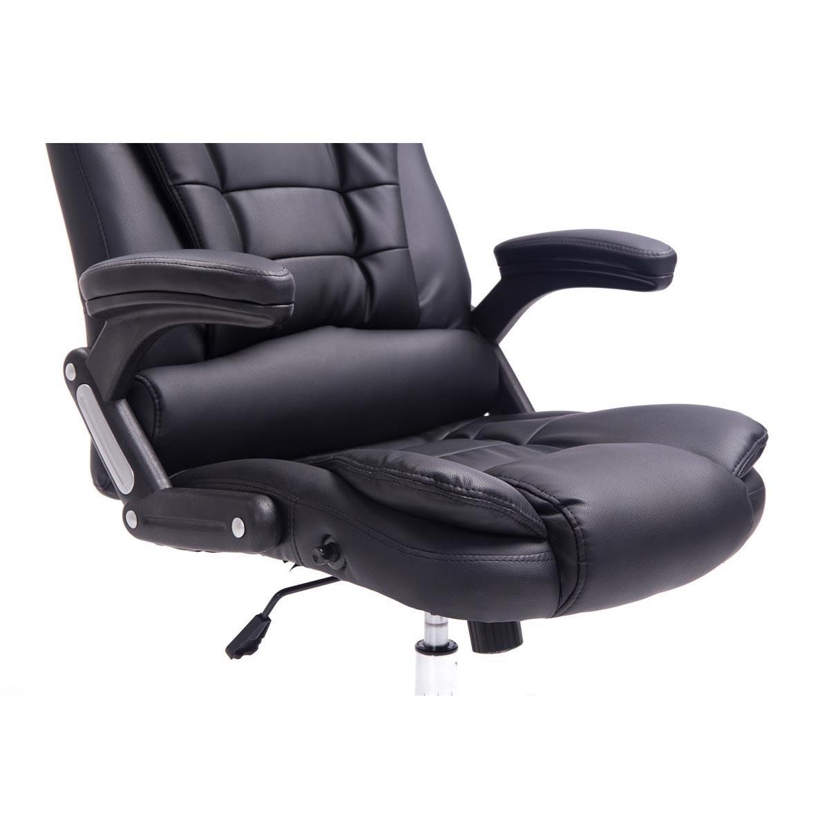 Sillón de Oficina SAN ANTONIO, Gran Acolchado, Resistente hasta 150 kg, en Piel Negro