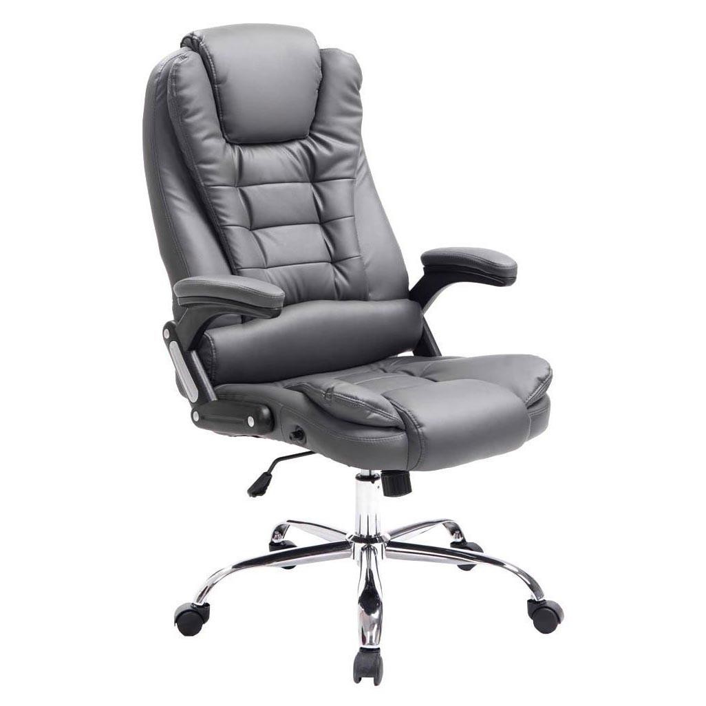 Sillón de Oficina SAN ANTONIO, Gran Acolchado, Resistente hasta 150 kg, en Piel Negro