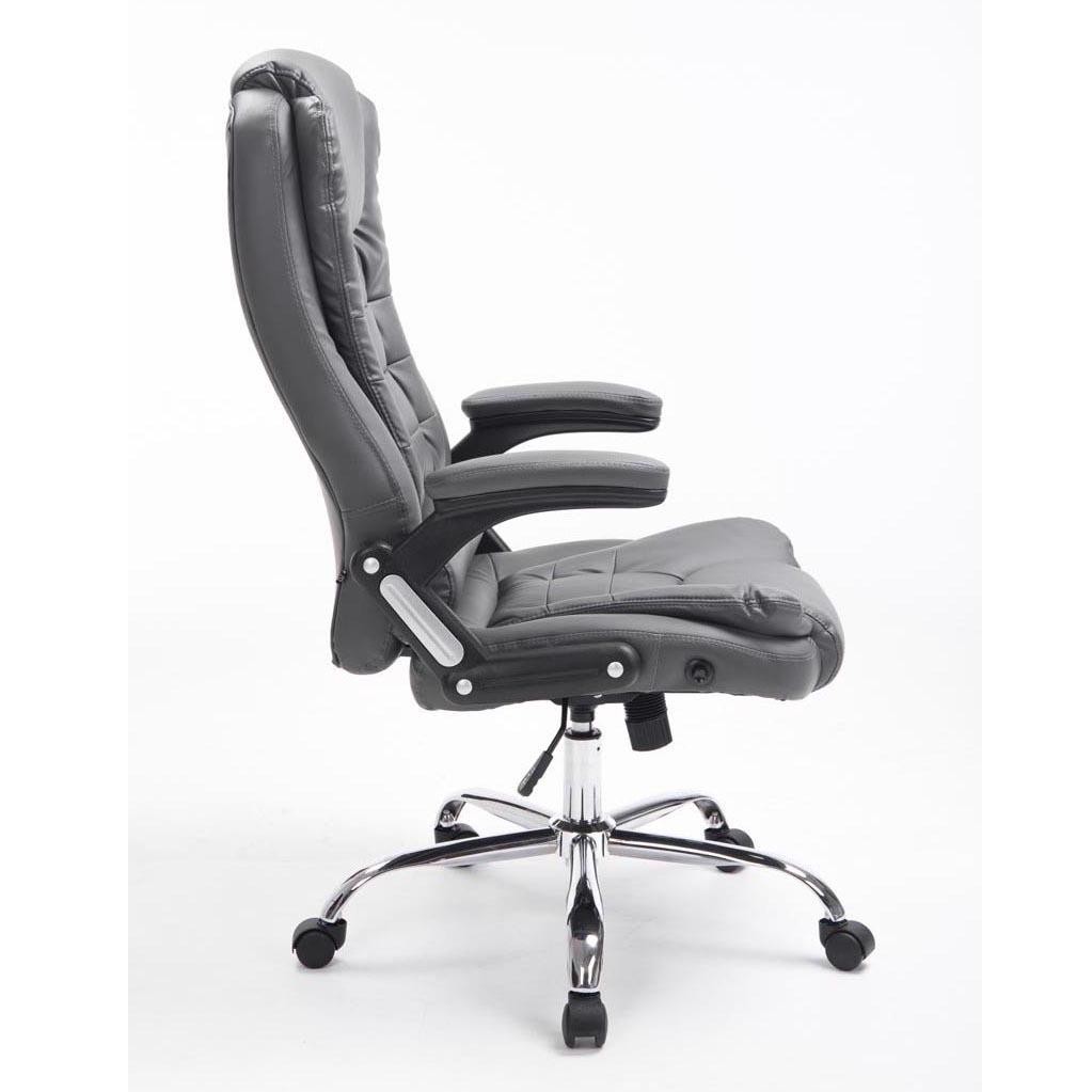 Sillón de Oficina SAN ANTONIO, Gran Acolchado, Resistente hasta 150 kg, en Piel Negro