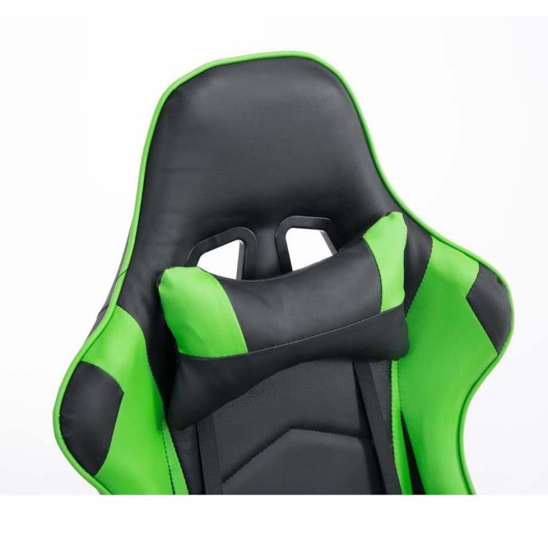Silla gaming ZELDA, reclinable, con cojines, en piel color negro