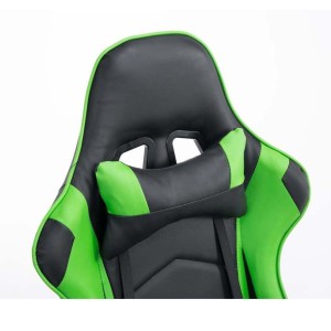 Silla gaming ZELDA, reclinable, con cojines, en piel color negro