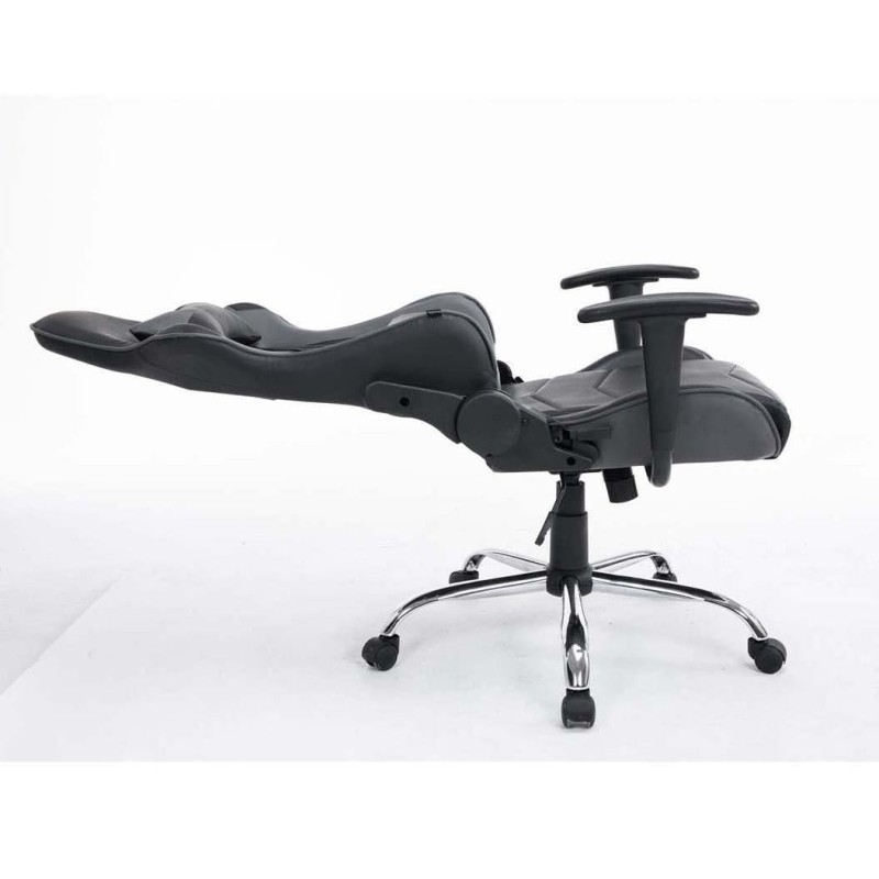 Silla gaming ZELDA, reclinable, con cojines, en piel color negro