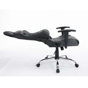 Silla gaming ZELDA, reclinable, con cojines, en piel color negro