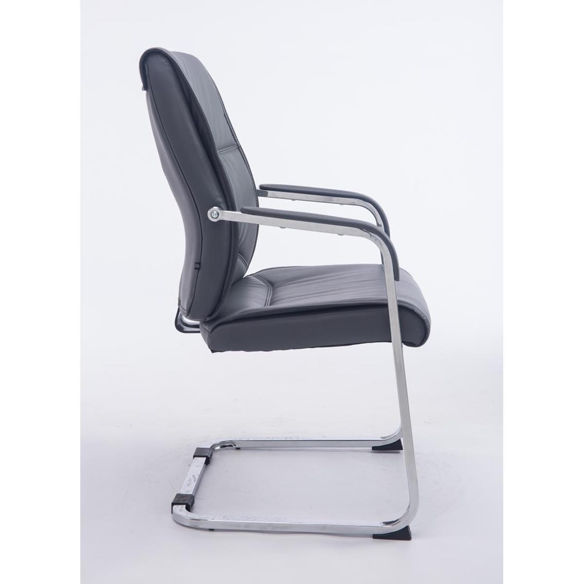 Silla de Confidente MAEL, Estructura Metálica, Gran Acolchado en Piel color Negro