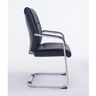 Silla de confidente MAEL, gran acolchado en piel color negro 2