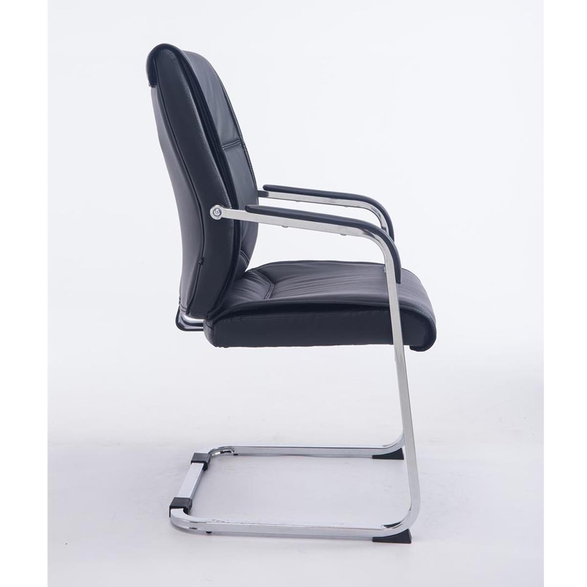 Silla de Confidente MAEL, Estructura Metálica, Gran Acolchado en Piel color Negro