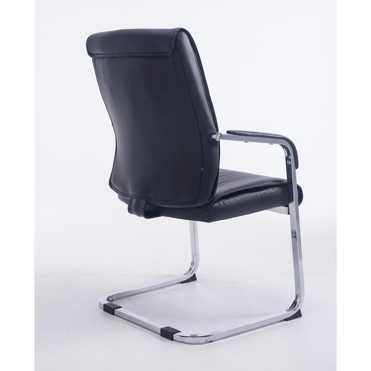 Silla de Confidente MAEL, Estructura Metálica, Gran Acolchado en Piel color Negro