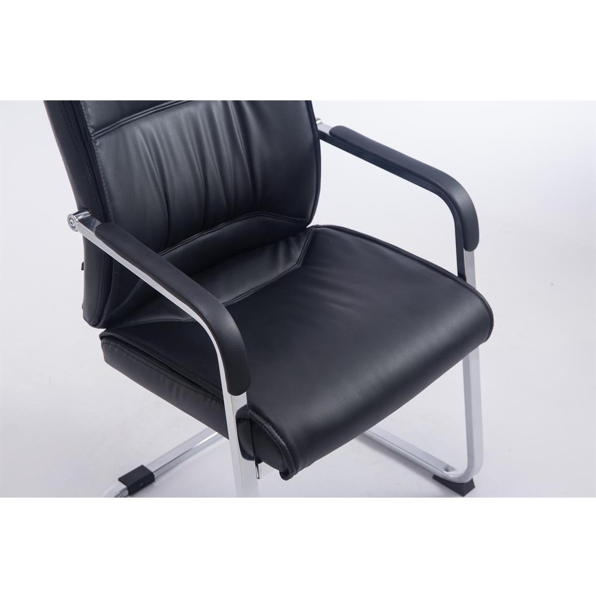 Silla de Confidente MAEL, Estructura Metálica, Gran Acolchado en Piel color Negro