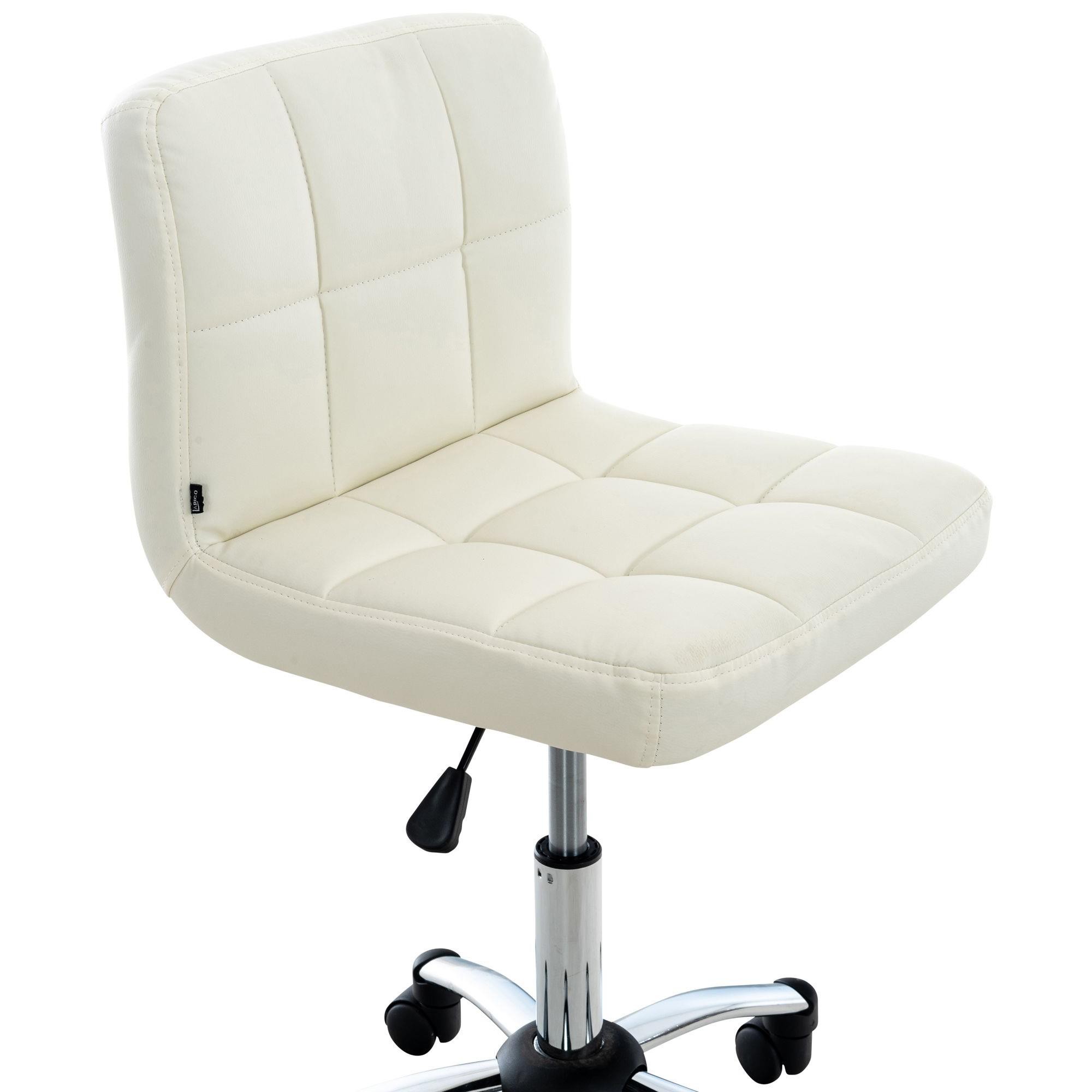 Silla / Taburete de Oficina LUKE, Gran Acolchado, Estructura Metálica, en Piel color Blanco