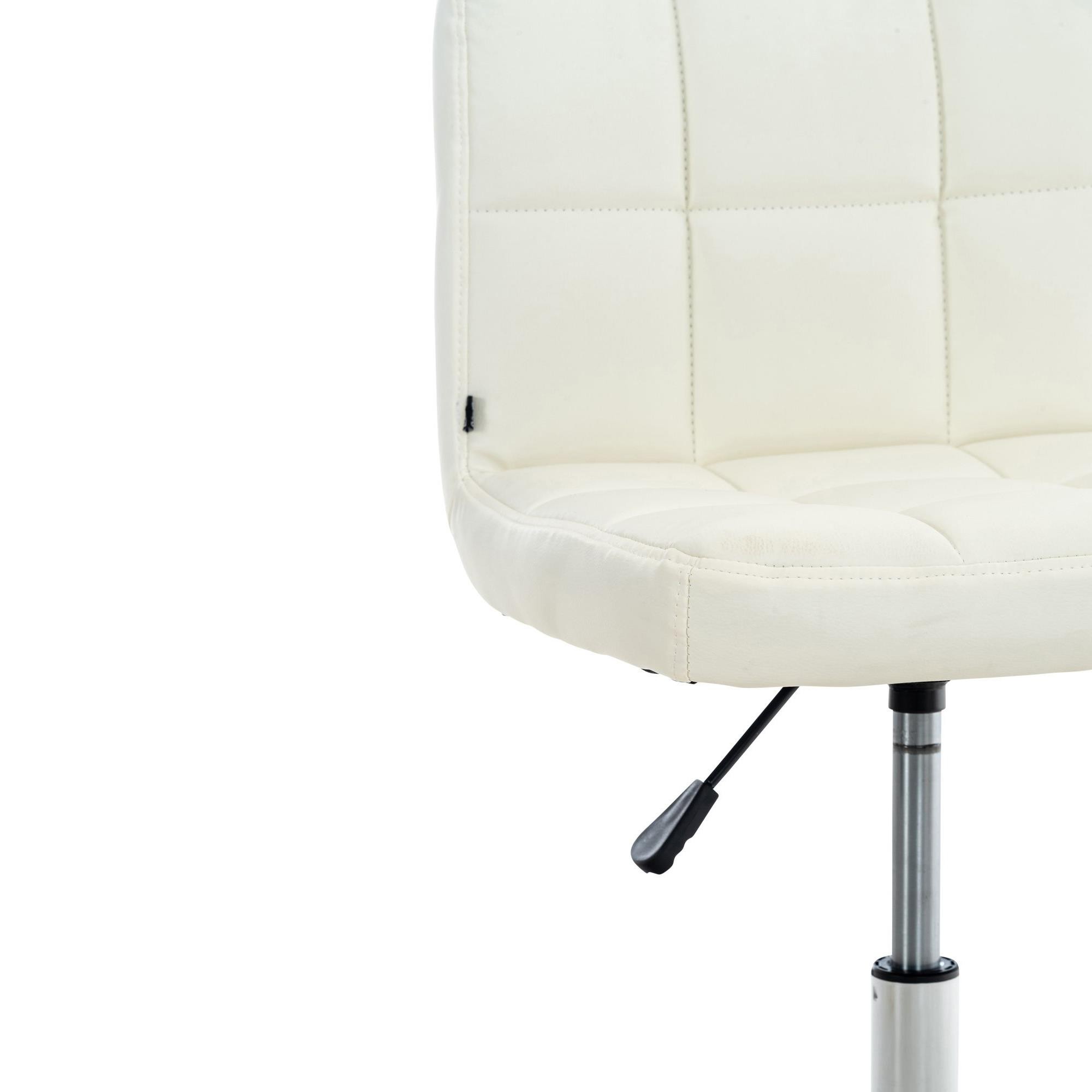 Silla / Taburete de Oficina LUKE, Gran Acolchado, Estructura Metálica, en Piel color Blanco
