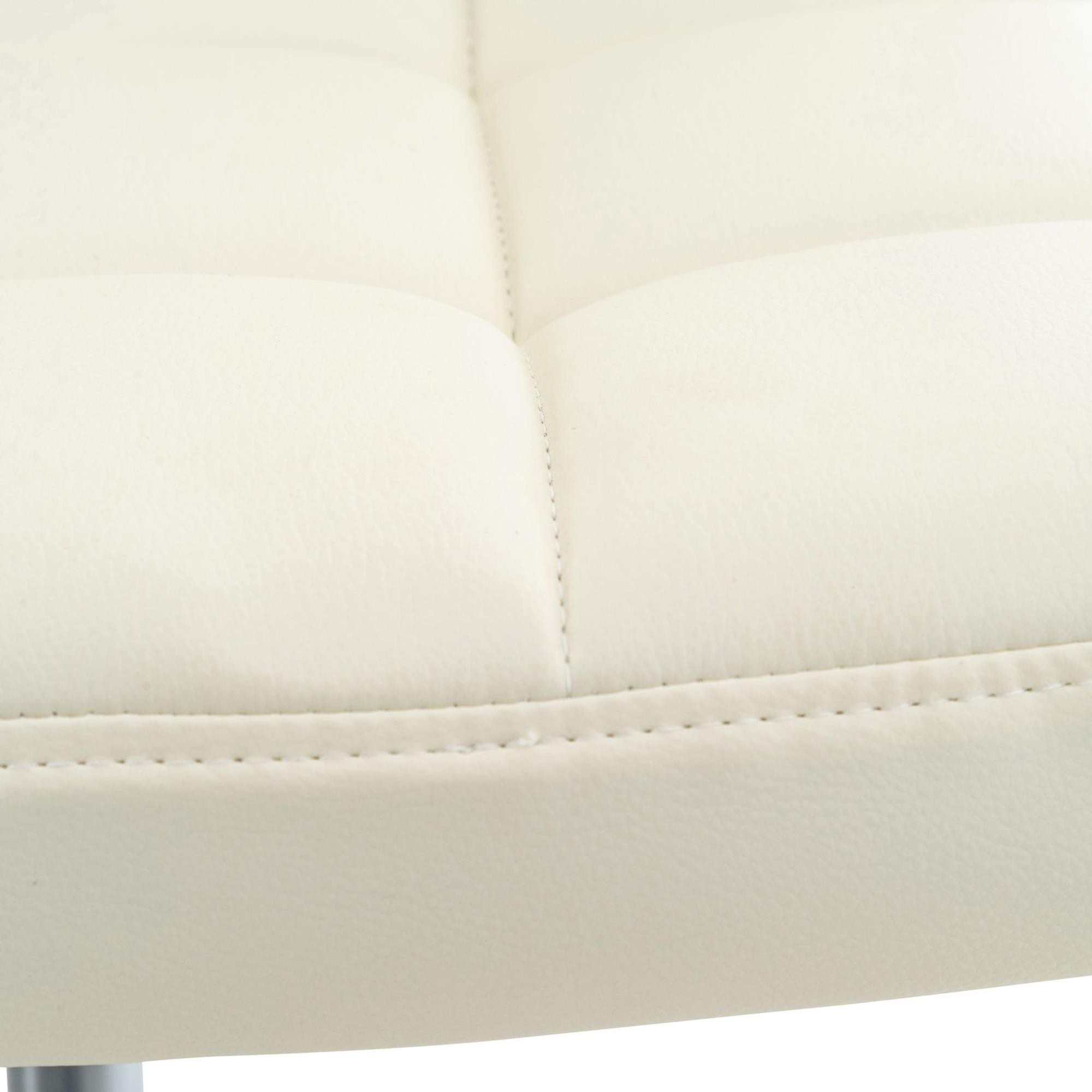 Silla / Taburete de Oficina LUKE, Gran Acolchado, Estructura Metálica, en Piel color Blanco