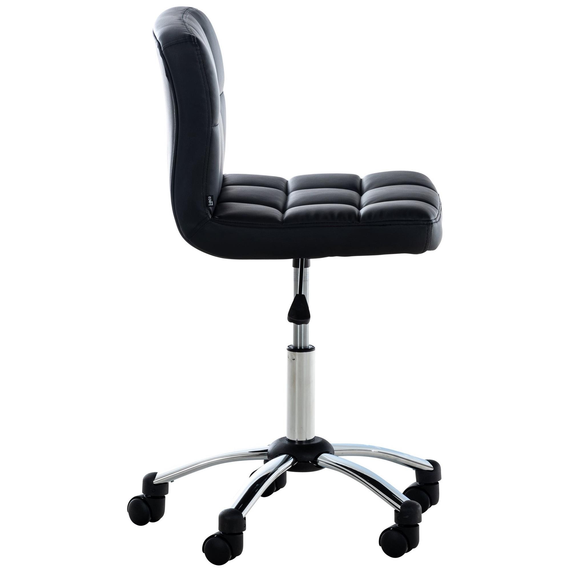 Silla / Taburete de Oficina LUKE, Gran Acolchado, Estructura Metálica, en Piel color Negro