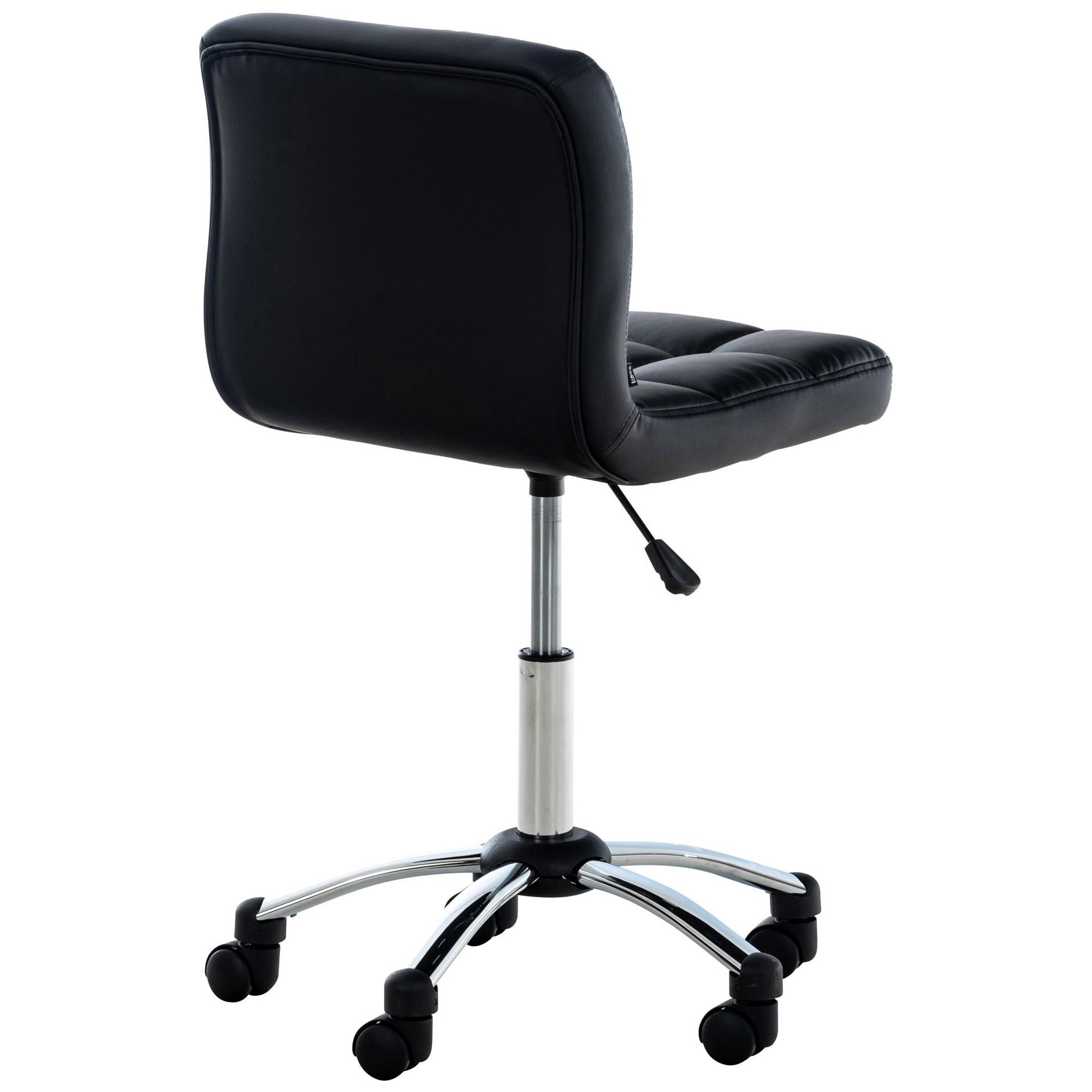 Silla / Taburete de Oficina LUKE, Gran Acolchado, Estructura Metálica, en Piel color Negro