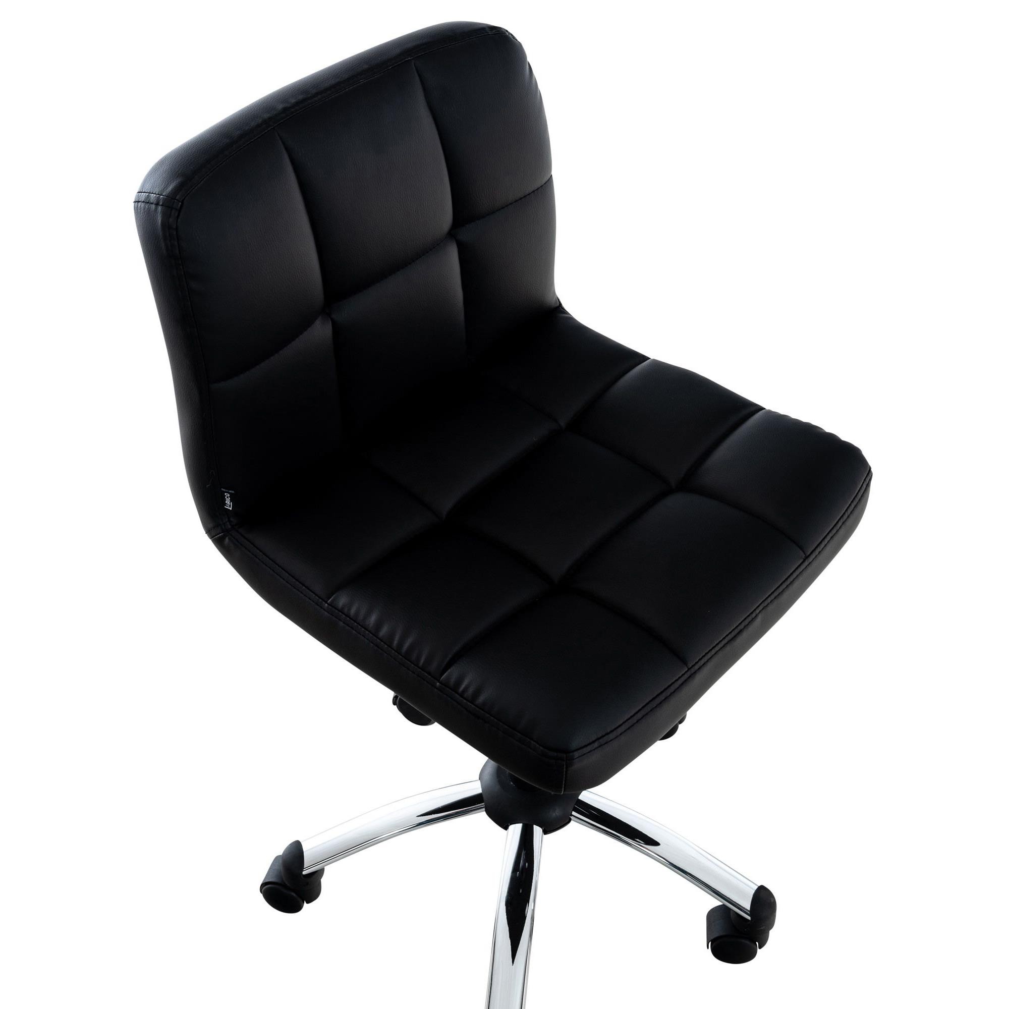 Silla / Taburete de Oficina LUKE, Gran Acolchado, Estructura Metálica, en Piel color Negro