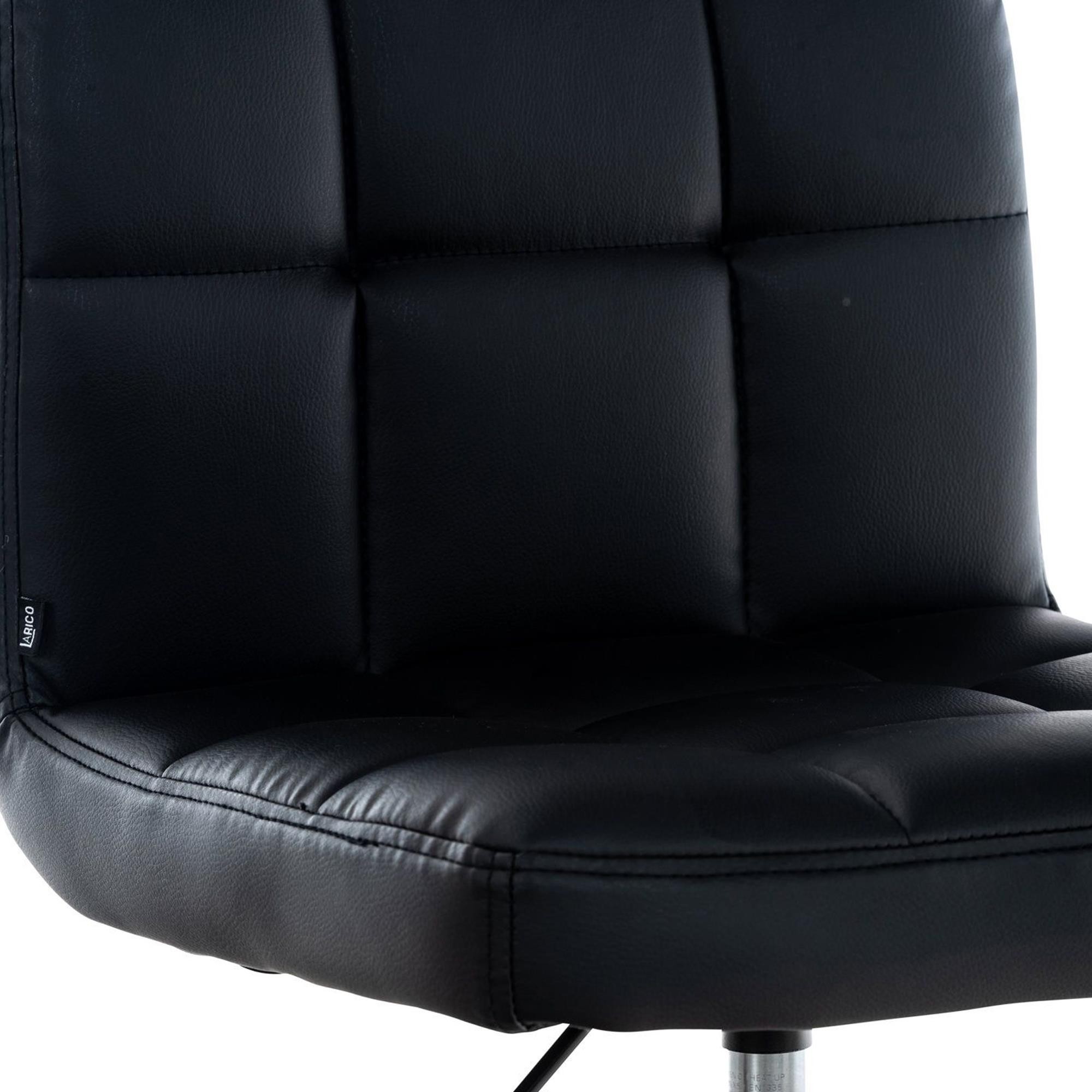 Silla / Taburete de Oficina LUKE, Gran Acolchado, Estructura Metálica, en Piel color Negro