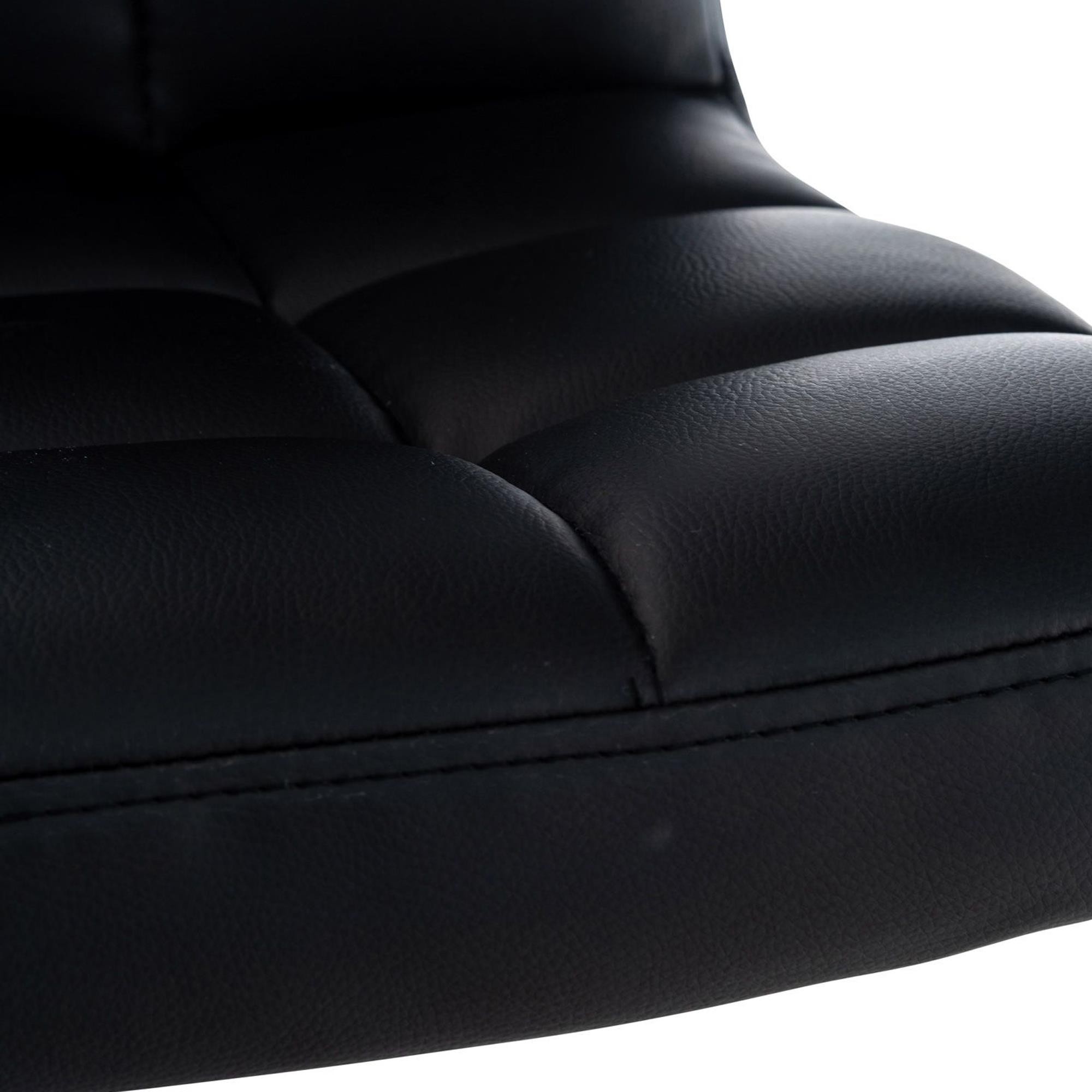 Silla / Taburete de Oficina LUKE, Gran Acolchado, Estructura Metálica, en Piel color Negro