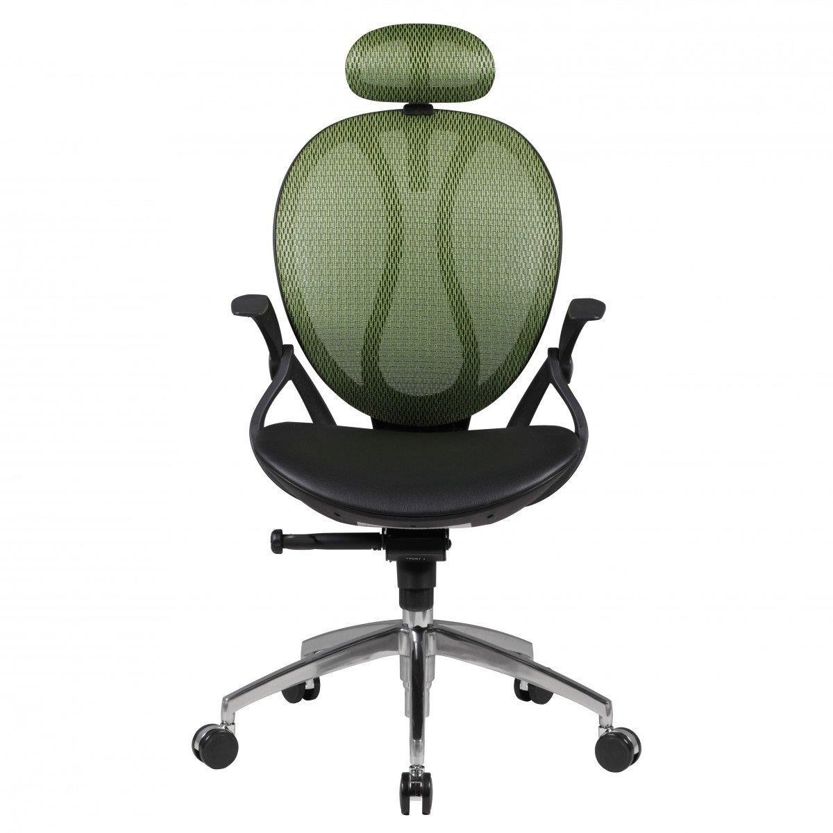 Silla Ergonómica TELMA PRO, Cabecero y Brazos Regulables en Malla Transpirable color Negro