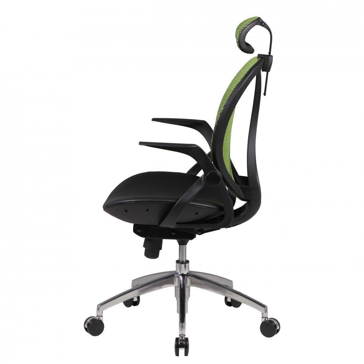 Silla Ergonómica TELMA PRO, Cabecero y Brazos Regulables en Malla Transpirable color Negro