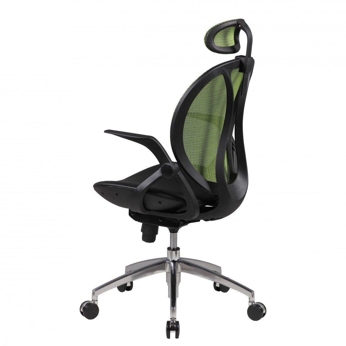 Silla Ergonómica TELMA PRO, Cabecero y Brazos Regulables en Malla Transpirable color Negro