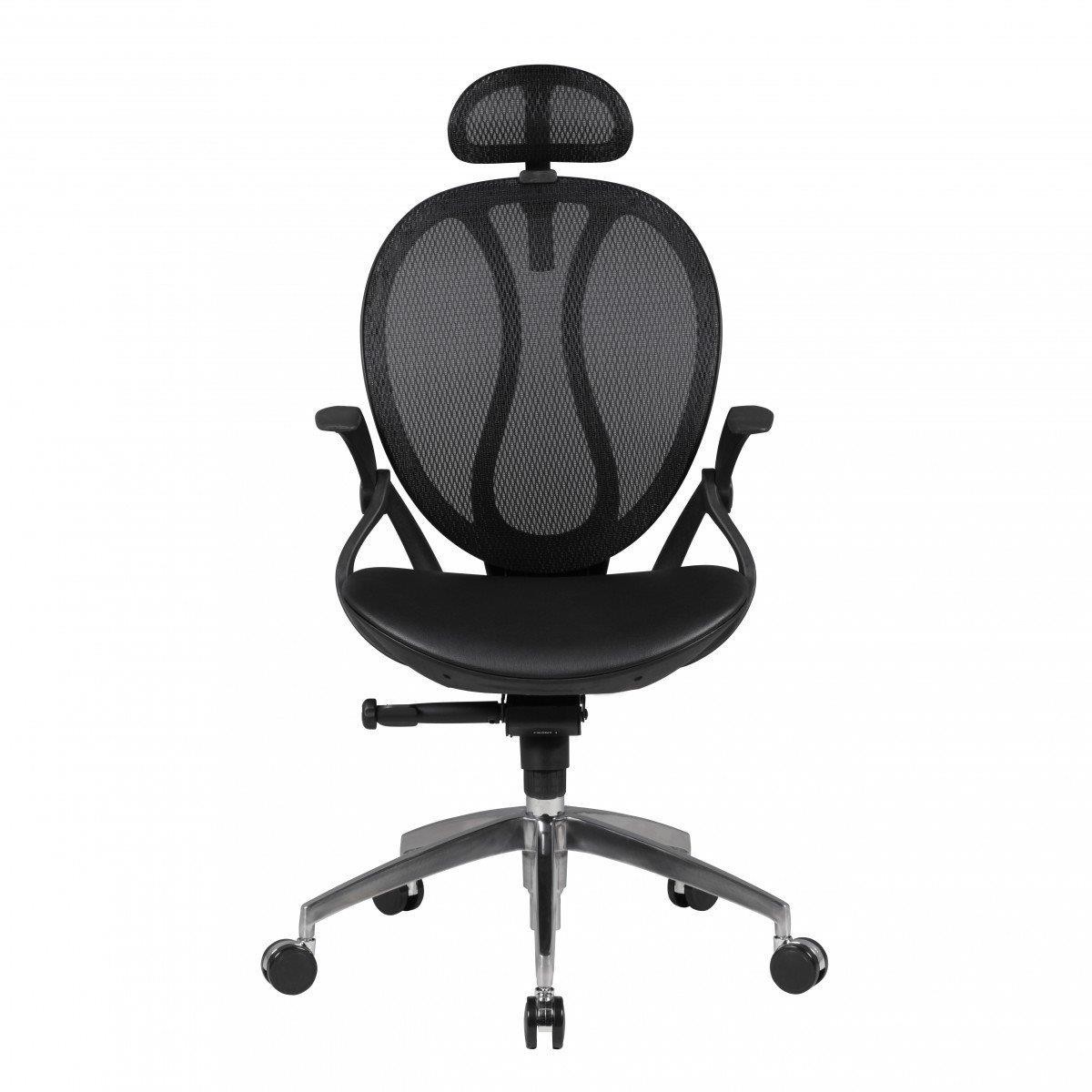 Silla Ergonómica TELMA PRO, Cabecero y Brazos Regulables en Malla Transpirable color Negro
