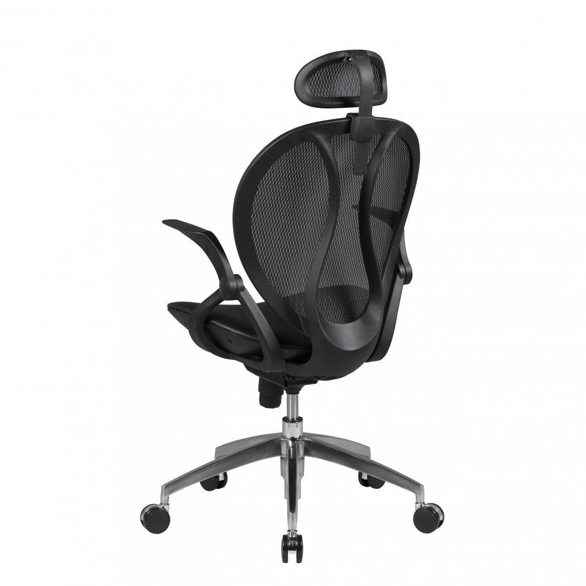 Silla Ergonómica TELMA PRO, Cabecero y Brazos Regulables en Malla Transpirable color Negro