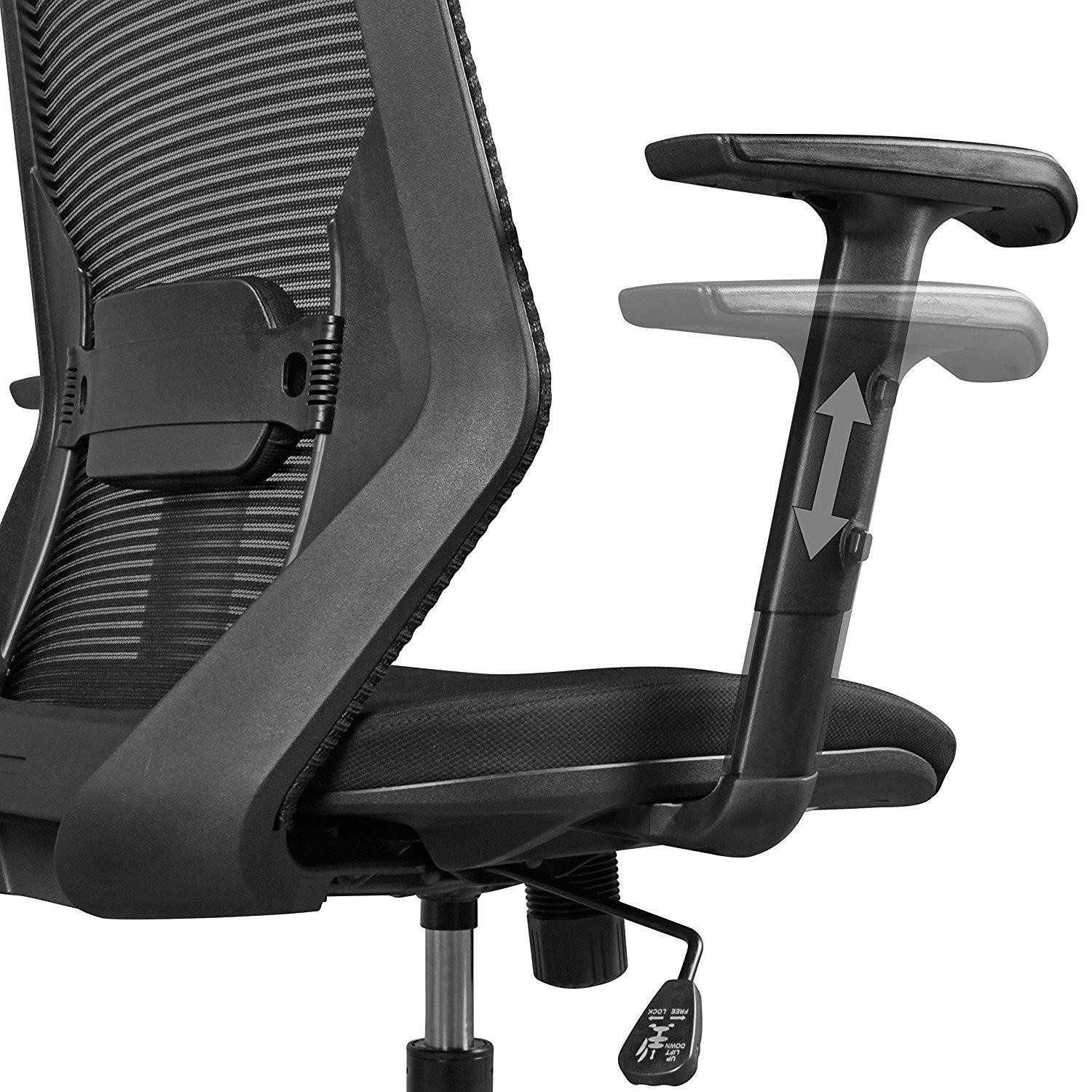 Silla Ergonómica ERIKA, Soporte Lumbar, Brazos Ajustables, en Malla Transpirable color Negro