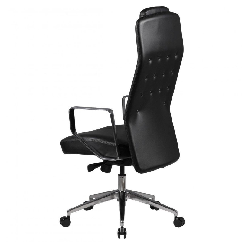 Sillón de diseño DIXON, exclusivo, en piel natural color negro