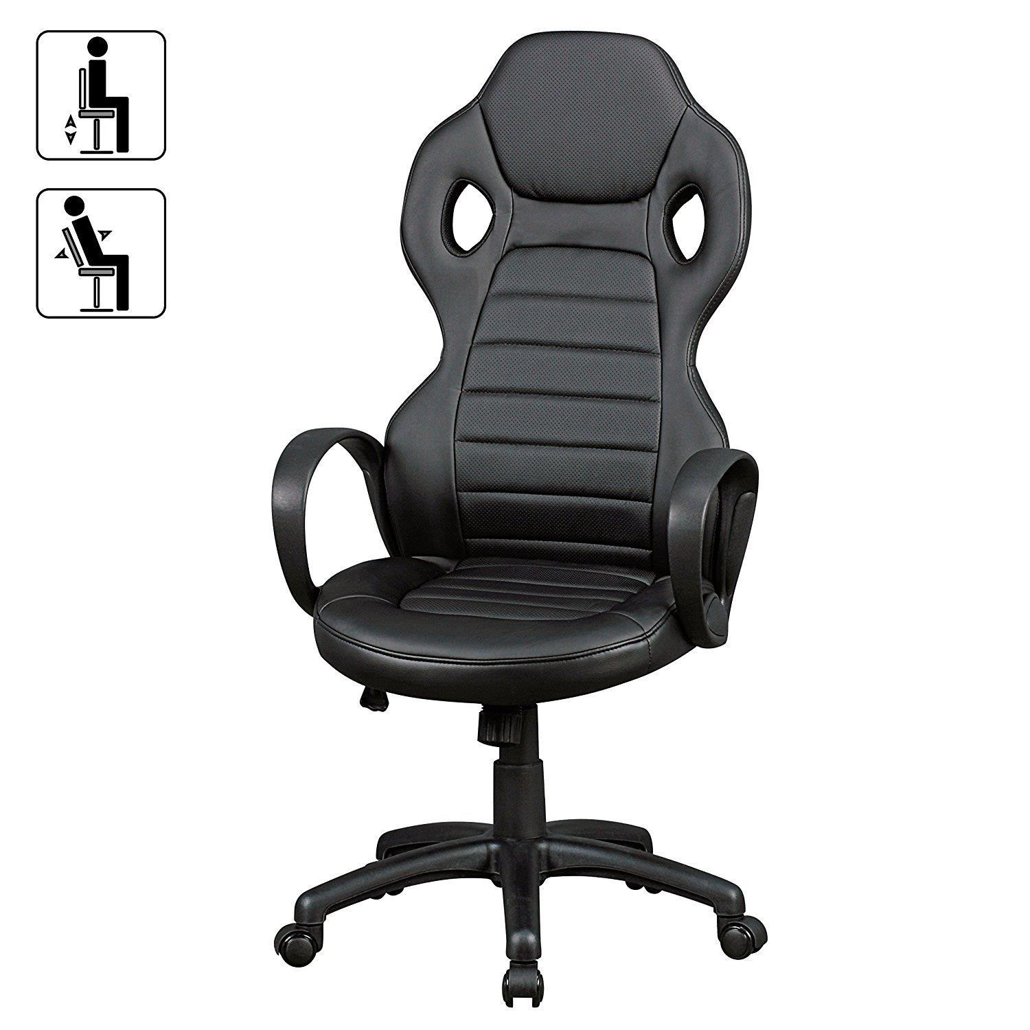 Silla Gaming TUCANA, Diseño Deportivo, Respaldo Alto, en Piel Color Negro
