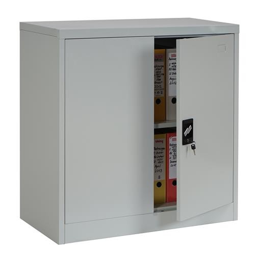 Archivador Metálico BIRGIT, 90x90x40 cm, 2 Puertas con Balda Interior, Gris Claro