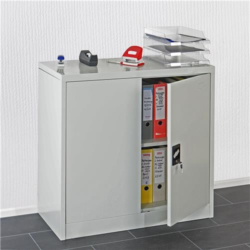 Archivador Metálico BIRGIT, 90x90x40 cm, 2 Puertas con Balda Interior, Gris Claro