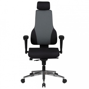 Silla ergonómica ULISES PRO, 100% ajustable, con reposacabezas, en negro