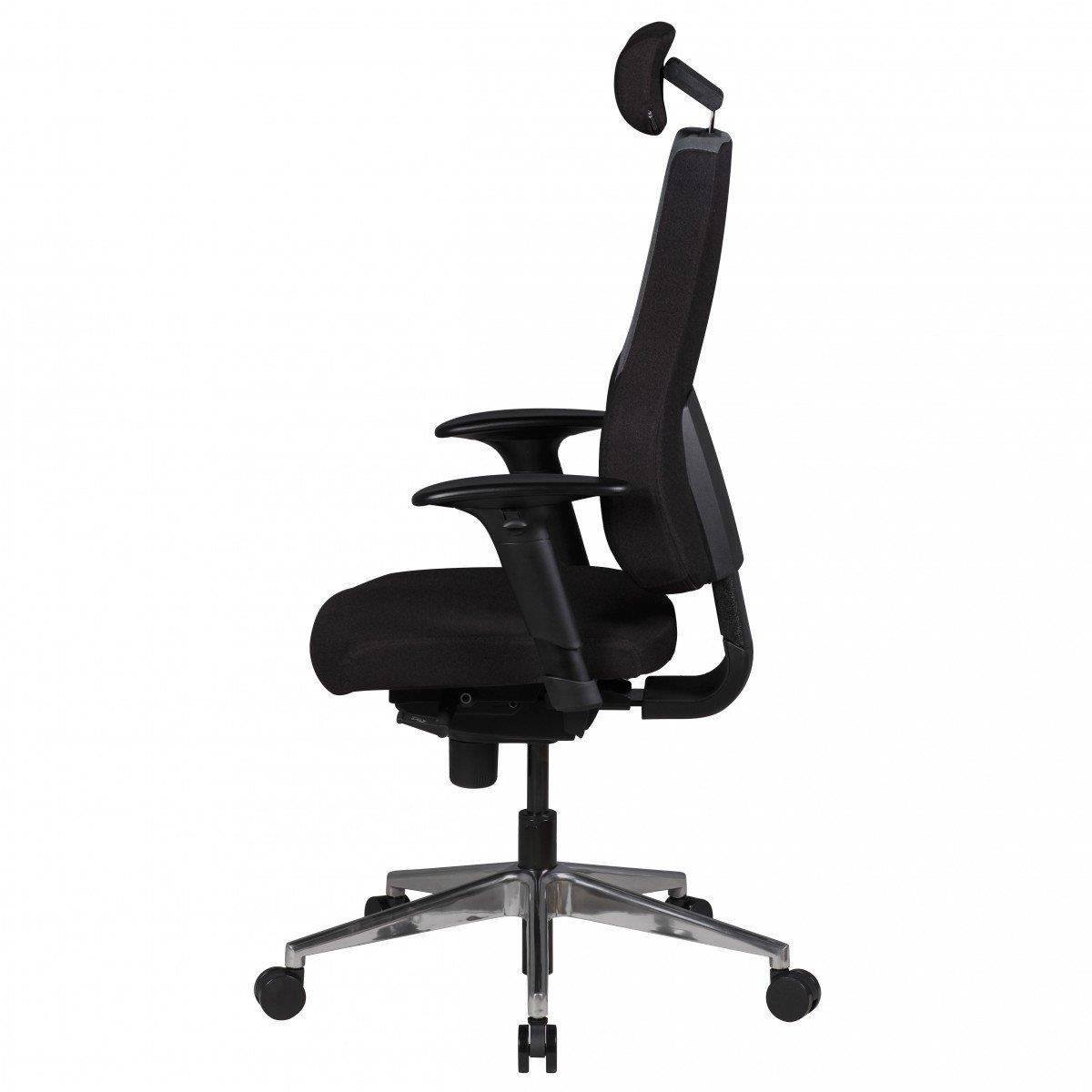 Silla Ergonómica ULISES PRO, Totalmente Ajustable, Gran Acolchado, en Tela Negra/Gris