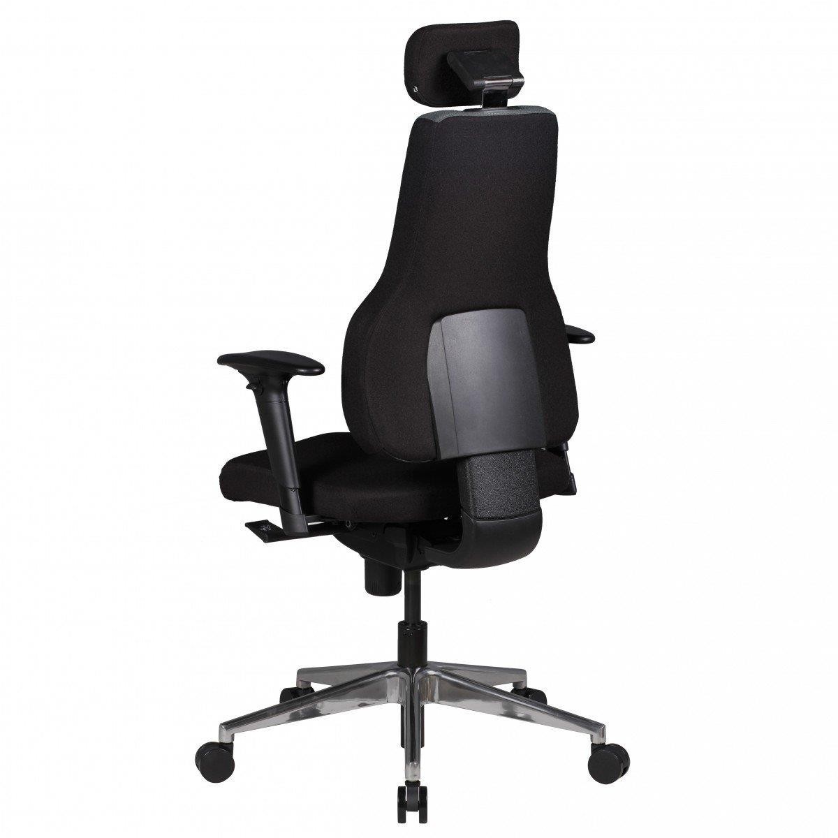 Silla Ergonómica ULISES PRO, Totalmente Ajustable, Gran Acolchado, en Tela Negra/Gris