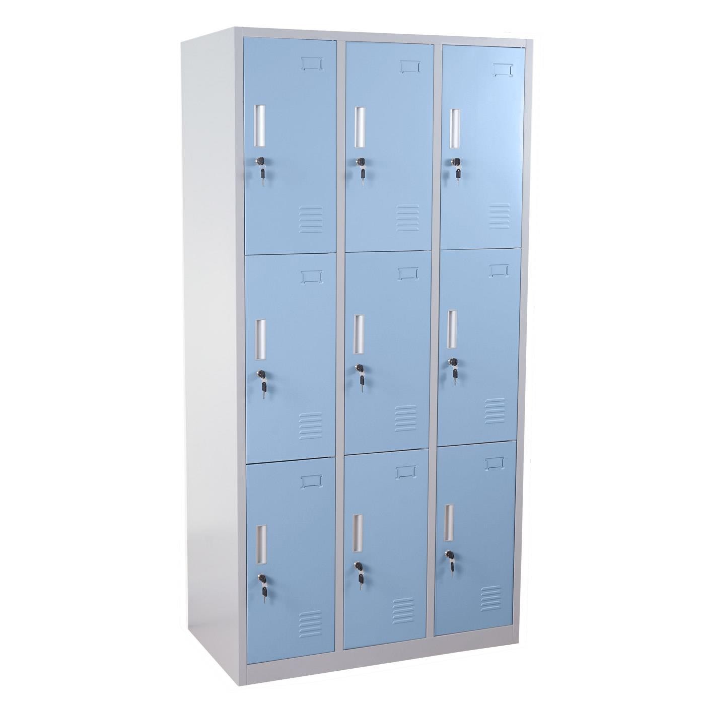 Taquilla Metálica EVELIN, 180x90x50 cm, 9 Puertas con Cerradura, Color Gris