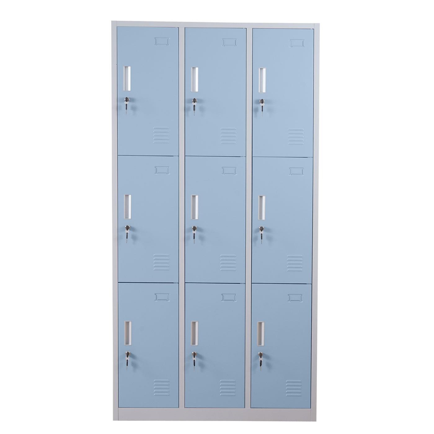Taquilla Metálica EVELIN, 180x90x50 cm, 9 Puertas con Cerradura, Color Gris