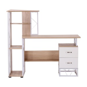Mesa de ordenador SILVANO en madera color blanco y roble